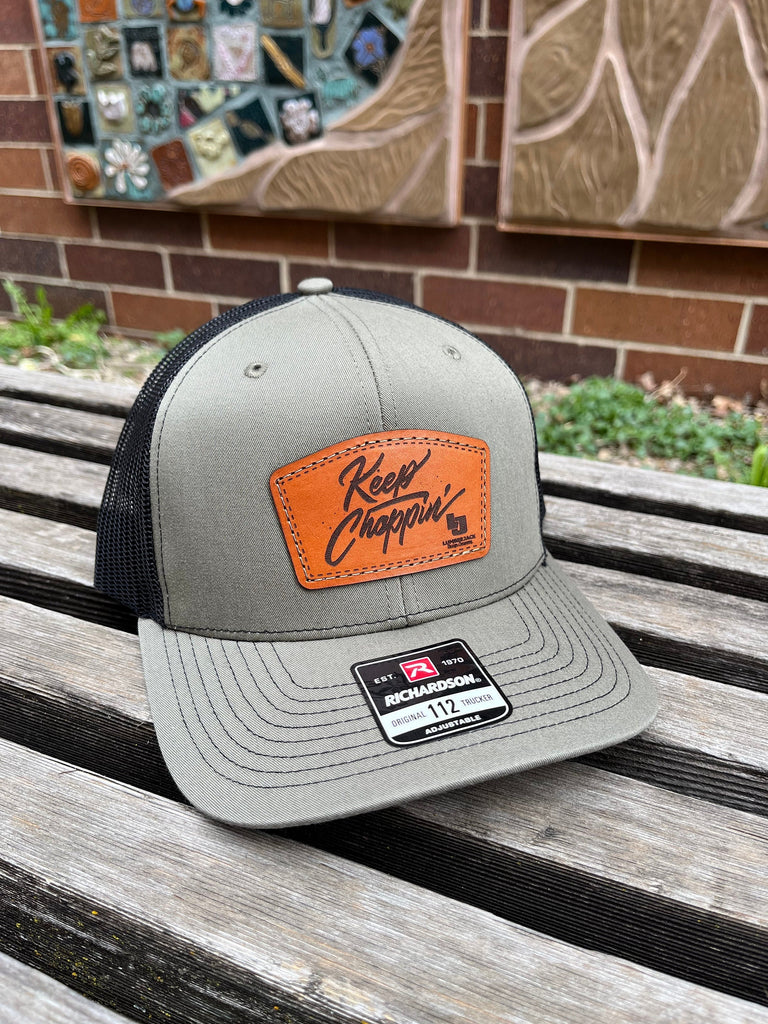 Richardson 112 Laser Engraved Leather Patch Hat- Custom company business Hand Stitched Real Leather Arched Patch with Faux Stitch