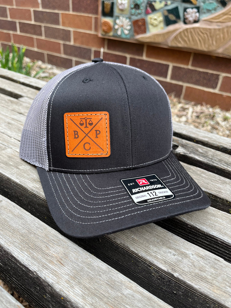 Custom Richardson 112 Laser Engraved Leather Patch Hat- Logo  Livestock Hand Stitched Real Leather Ranch Brand Farm RIGHT SIDE PATCH