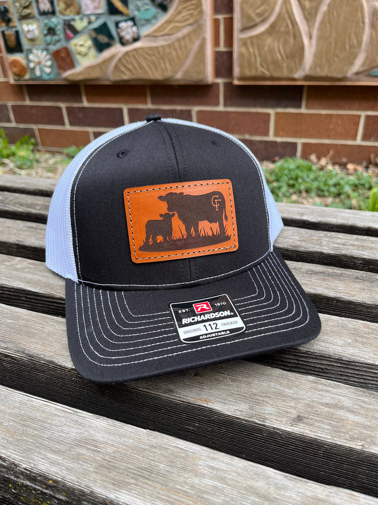 Custom Ranch Hats Richardson 112 Laser Engraved Leather Patch Hat- Custom Cow Calf Cattl ...