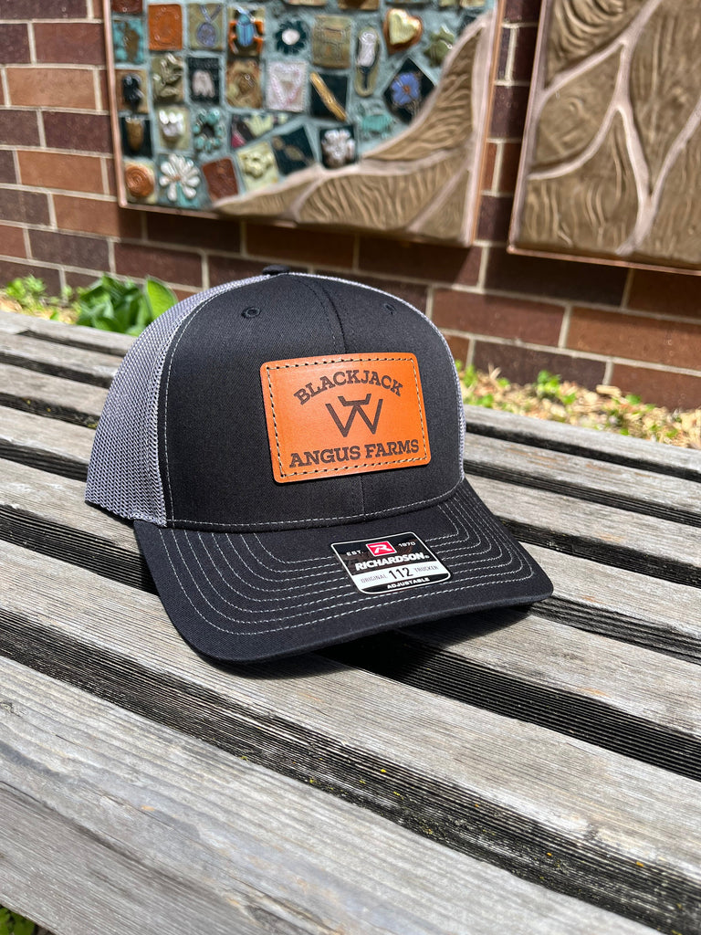 Custom Ranch Hats Custom Richardson 112 Laser Engraved Leather Patch Hat- Logo Cattle Br ...