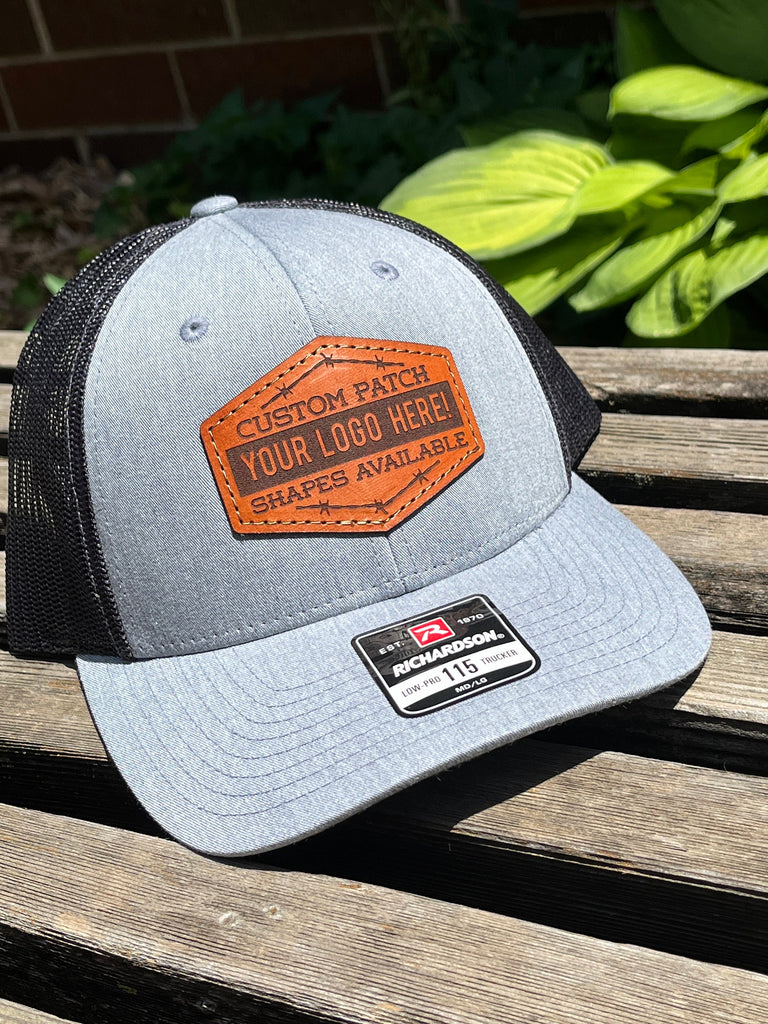 Custom Patch Shape Customized Richardson 115 Laser Engraved Leather Patch Hat-company Hand Stitched Real Leather Custom Shape Your logo here
