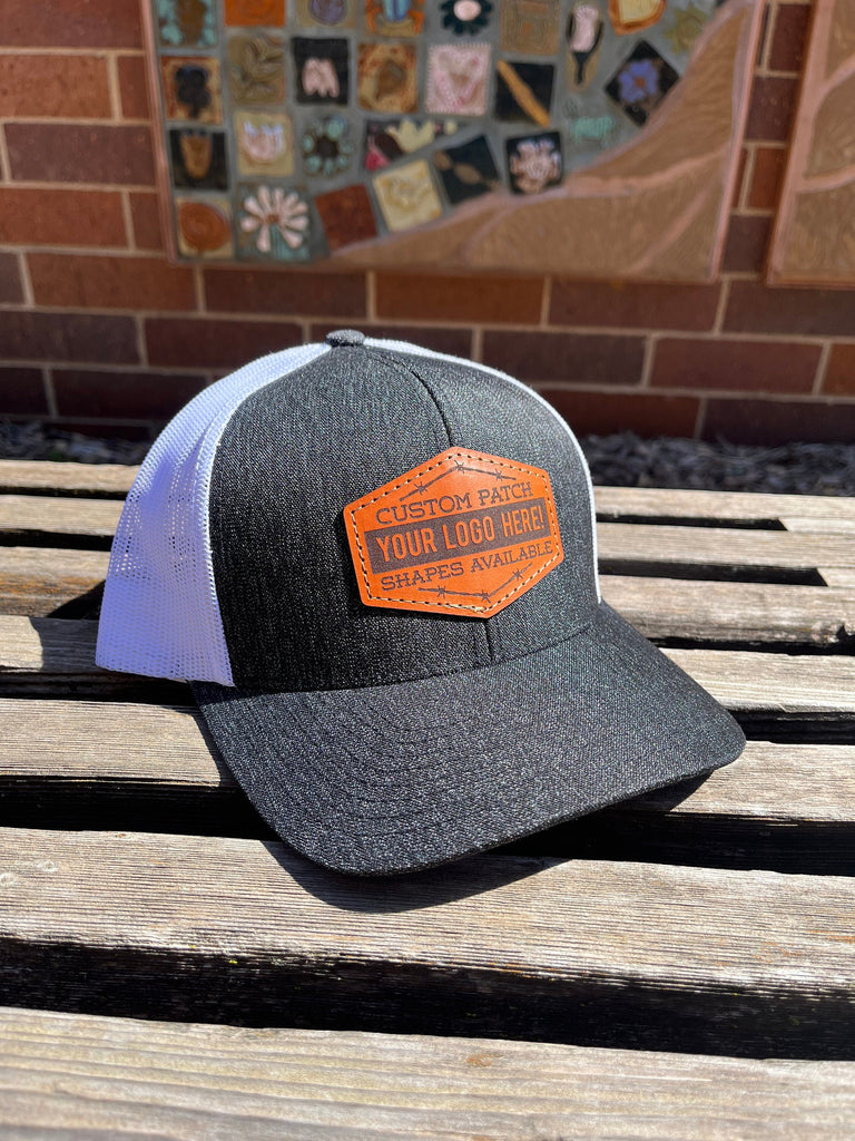 Custom Logo Pacific Headwear 110c Trucker Snapback Hat Laser Engraved Leather Patch Hat- Custom Company Logo
