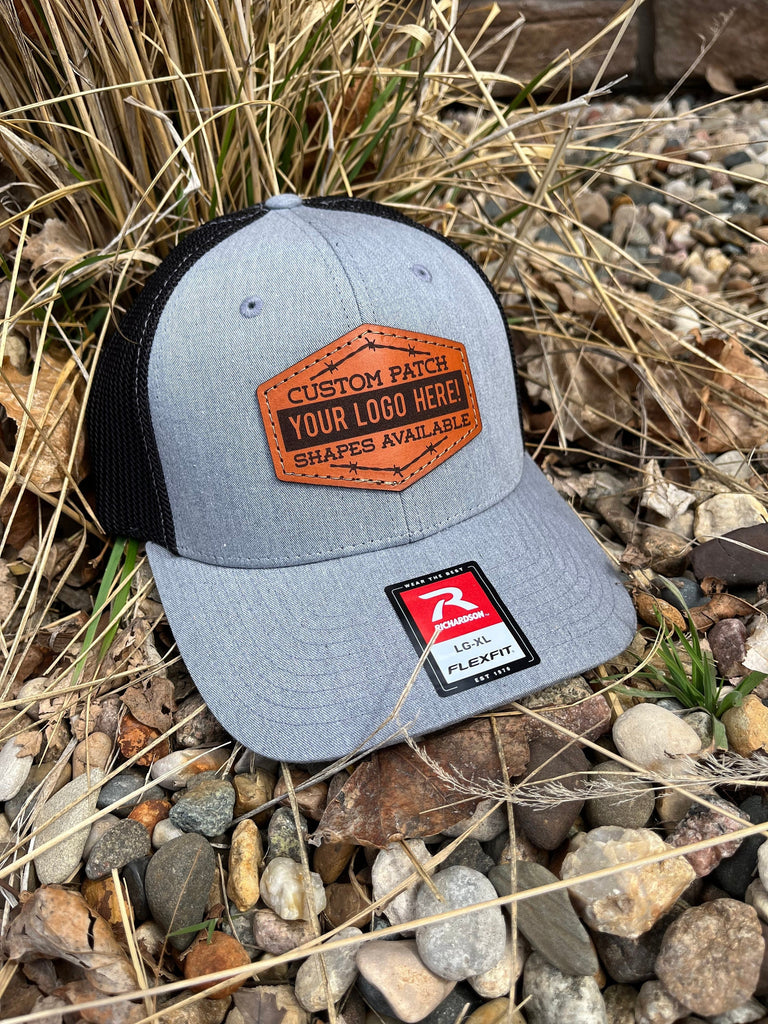 Custom Patch Shape Richardson 110 Fitted Laser Engraved Leather Patch Hat-company Hand Stitched Real Leather Custom Shape Your logo here