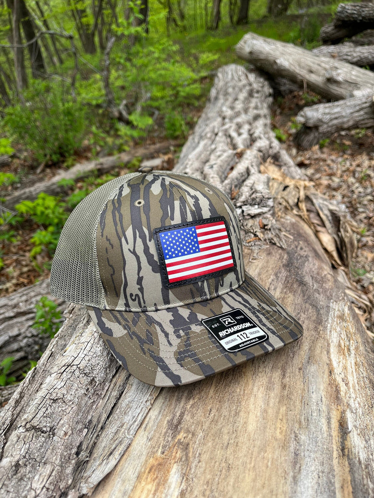 Richardson 112P Digitally Printed Leather Patch Hat-company Hand Stitched Real Leather Custom Camo American Flag Patch USA Patriotic